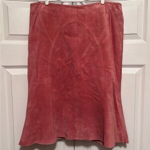 Suede Tulip Skirt Rose Papaya Pink